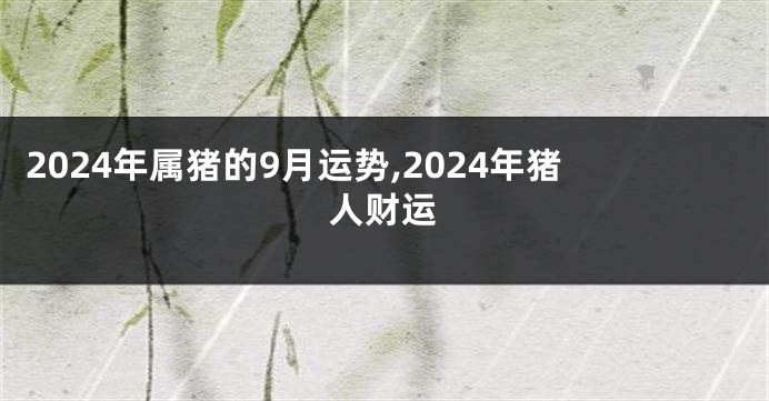 2024年属猪的9月运势,2024年猪人财运