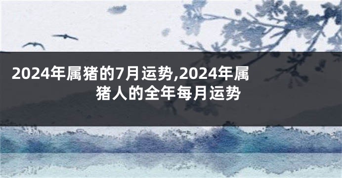 2024年属猪的7月运势,2024年属猪人的全年每月运势