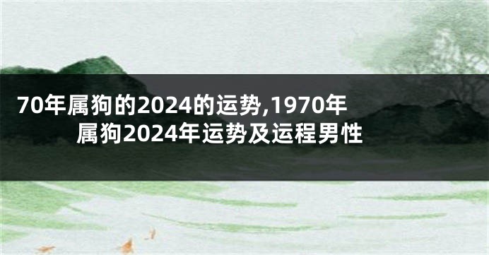 70年属狗的2024的运势,1970年属狗2024年运势及运程男性