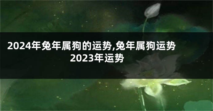 2024年兔年属狗的运势,兔年属狗运势2023年运势