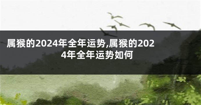 属猴的2024年全年运势,属猴的2024年全年运势如何