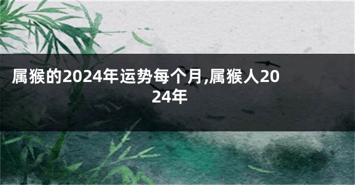 属猴的2024年运势每个月,属猴人2024年