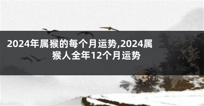 2024年属猴的每个月运势,2024属猴人全年12个月运势