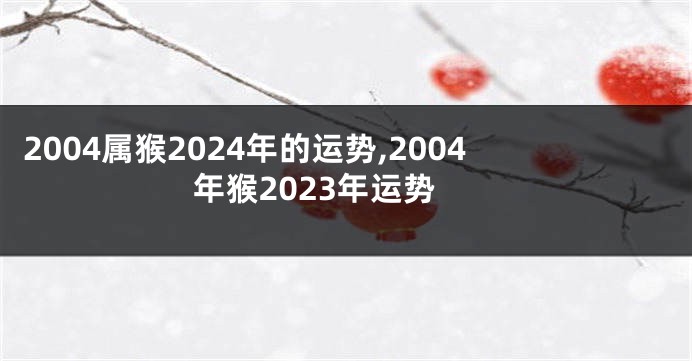 2004属猴2024年的运势,2004年猴2023年运势