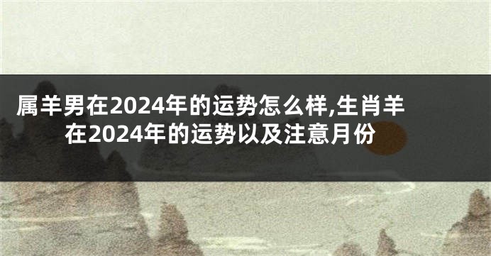 属羊男在2024年的运势怎么样,生肖羊在2024年的运势以及注意月份
