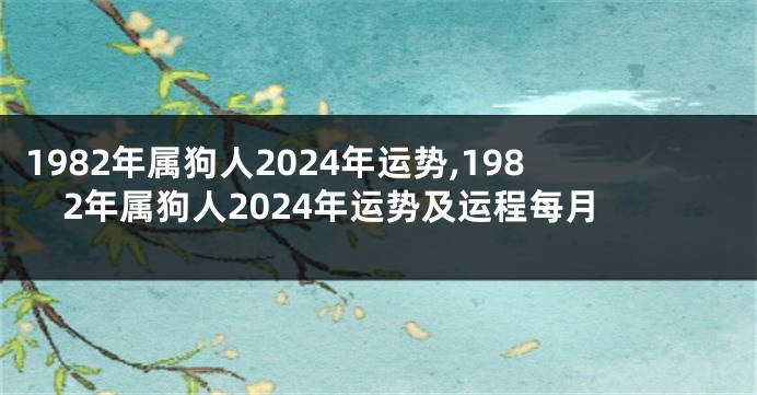 1982年属狗人2024年运势,1982年属狗人2024年运势及运程每月