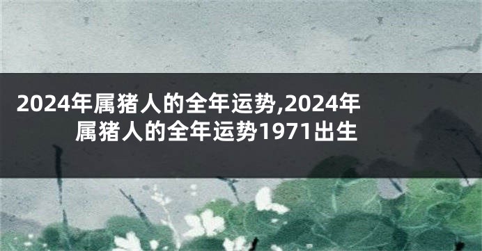 2024年属猪人的全年运势,2024年属猪人的全年运势1971出生