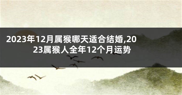 2023年12月属猴哪天适合结婚,2023属猴人全年12个月运势