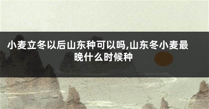 小麦立冬以后山东种可以吗,山东冬小麦最晚什么时候种