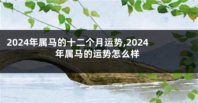2024年属马的十二个月运势,2024年属马的运势怎么样