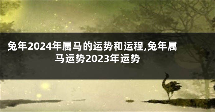 兔年2024年属马的运势和运程,兔年属马运势2023年运势