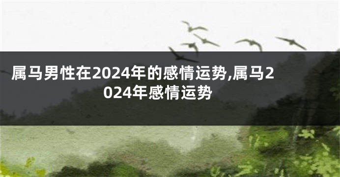 属马男性在2024年的感情运势,属马2024年感情运势