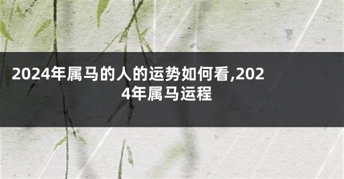 2024年属马的人的运势如何看,2024年属马运程