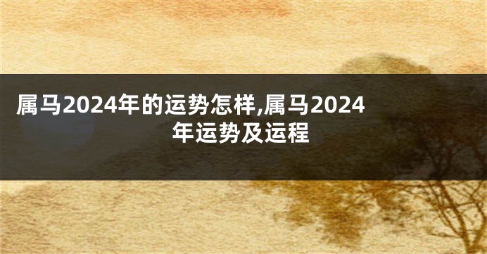 属马2024年的运势怎样,属马2024年运势及运程