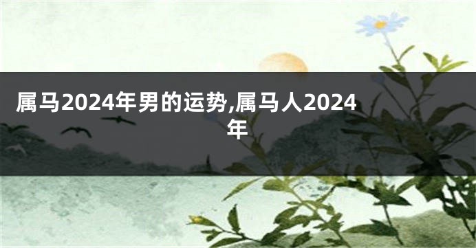 属马2024年男的运势,属马人2024年