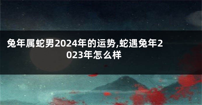 兔年属蛇男2024年的运势,蛇遇兔年2023年怎么样