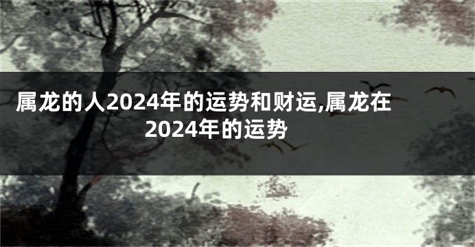 属龙的人2024年的运势和财运,属龙在2024年的运势
