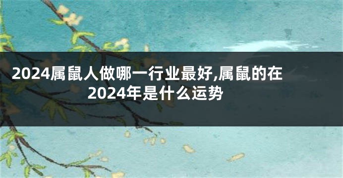 2024属鼠人做哪一行业最好,属鼠的在2024年是什么运势