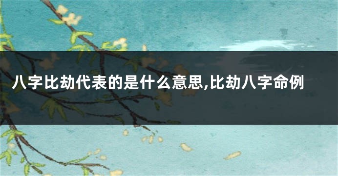 八字比劫代表的是什么意思,比劫八字命例
