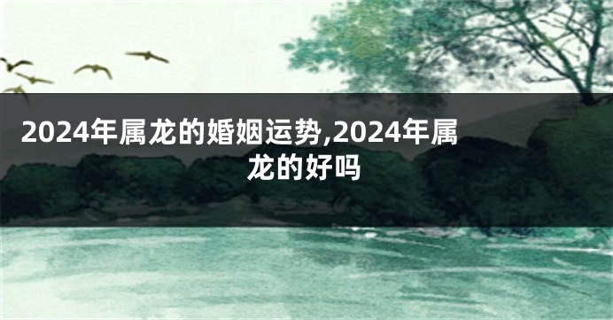 2024年属龙的婚姻运势,2024年属龙的好吗