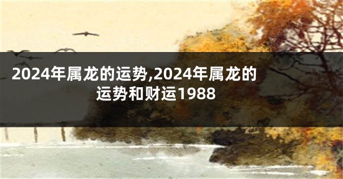 2024年属龙的运势,2024年属龙的运势和财运1988