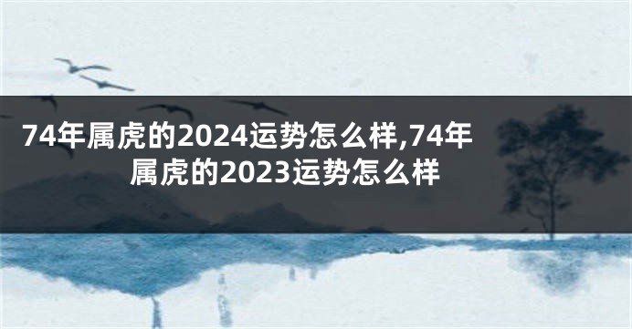 74年属虎的2024运势怎么样,74年属虎的2023运势怎么样