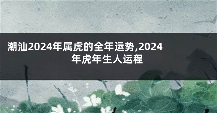 潮汕2024年属虎的全年运势,2024年虎年生人运程