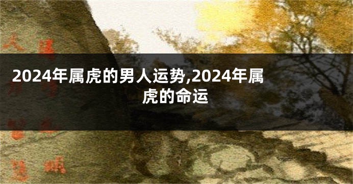 2024年属虎的男人运势,2024年属虎的命运