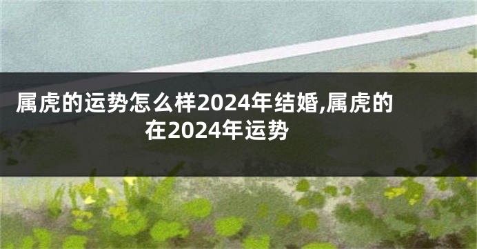 属虎的运势怎么样2024年结婚,属虎的在2024年运势