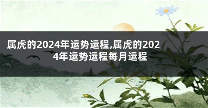 属虎的2024年运势运程,属虎的2024年运势运程每月运程