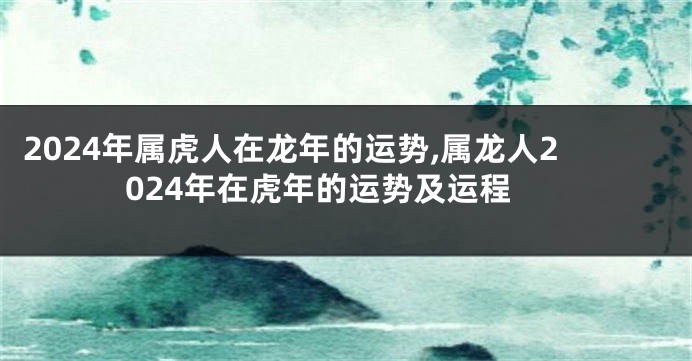 2024年属虎人在龙年的运势,属龙人2024年在虎年的运势及运程