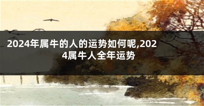 2024年属牛的人的运势如何呢,2024属牛人全年运势