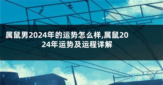 属鼠男2024年的运势怎么样,属鼠2024年运势及运程详解