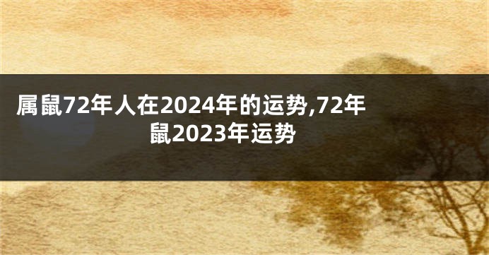 属鼠72年人在2024年的运势,72年鼠2023年运势