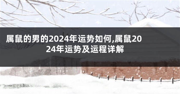 属鼠的男的2024年运势如何,属鼠2024年运势及运程详解
