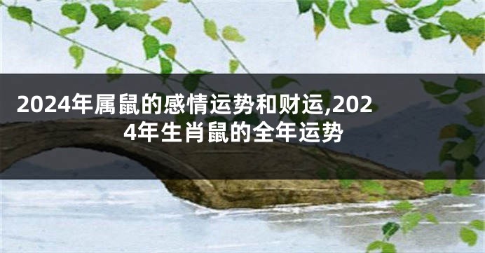 2024年属鼠的感情运势和财运,2024年生肖鼠的全年运势
