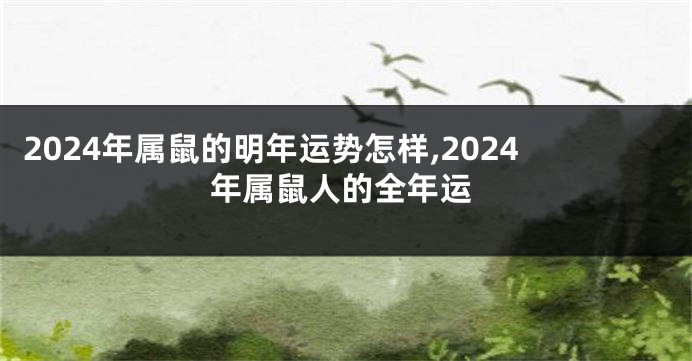 2024年属鼠的明年运势怎样,2024年属鼠人的全年运