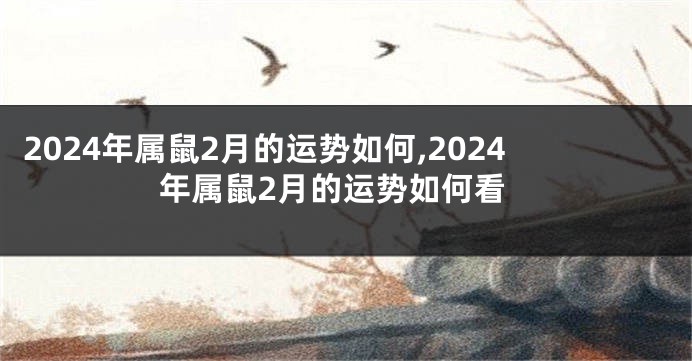 2024年属鼠2月的运势如何,2024年属鼠2月的运势如何看
