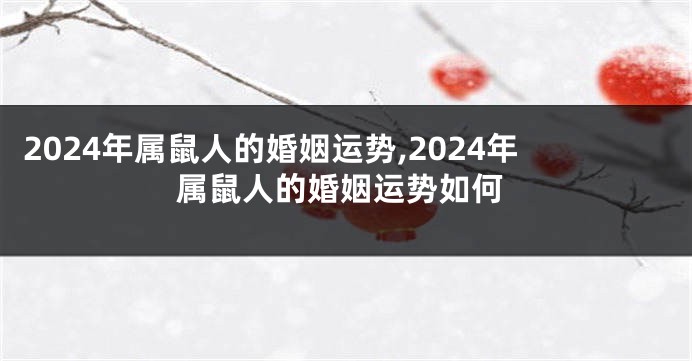 2024年属鼠人的婚姻运势,2024年属鼠人的婚姻运势如何
