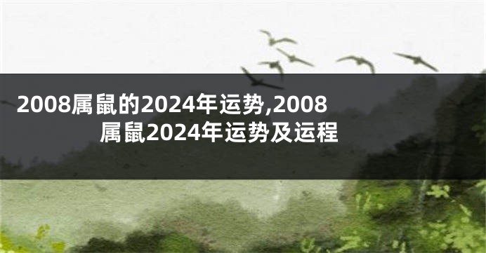 2008属鼠的2024年运势,2008属鼠2024年运势及运程