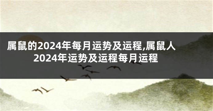 属鼠的2024年每月运势及运程,属鼠人2024年运势及运程每月运程