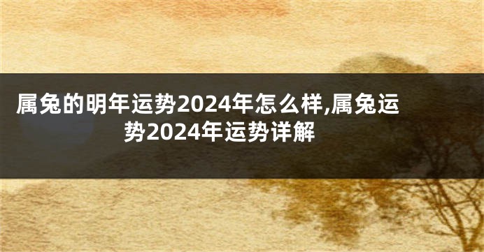 属兔的明年运势2024年怎么样,属兔运势2024年运势详解