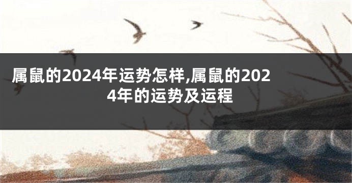 属鼠的2024年运势怎样,属鼠的2024年的运势及运程
