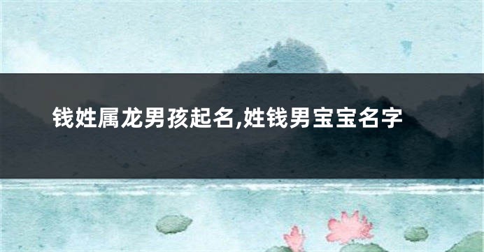 钱姓属龙男孩起名,姓钱男宝宝名字