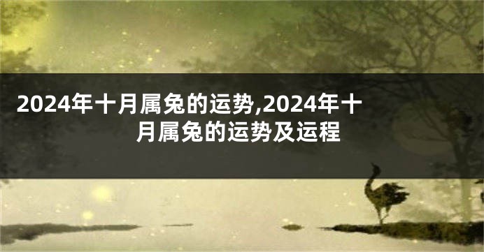 2024年十月属兔的运势,2024年十月属兔的运势及运程