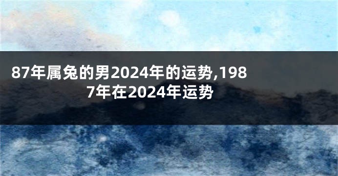 87年属兔的男2024年的运势,1987年在2024年运势