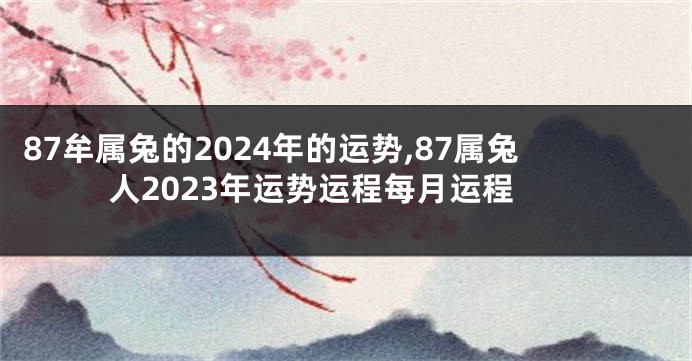 87牟属兔的2024年的运势,87属兔人2023年运势运程每月运程