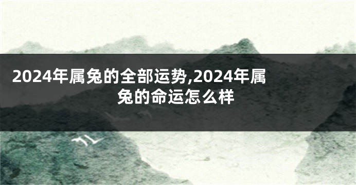 2024年属兔的全部运势,2024年属兔的命运怎么样