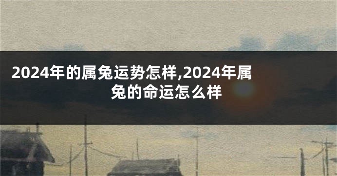 2024年的属兔运势怎样,2024年属兔的命运怎么样