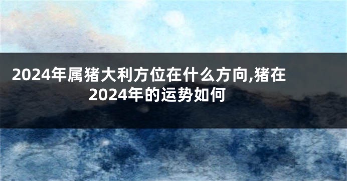 2024年属猪大利方位在什么方向,猪在2024年的运势如何